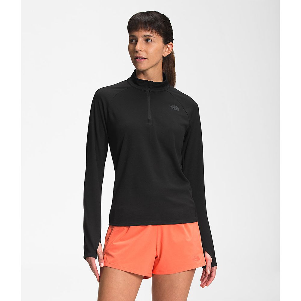 The North Face Active Tops Womens Australia - The North Face Wander ¼ Zip Black (MZI-792548)